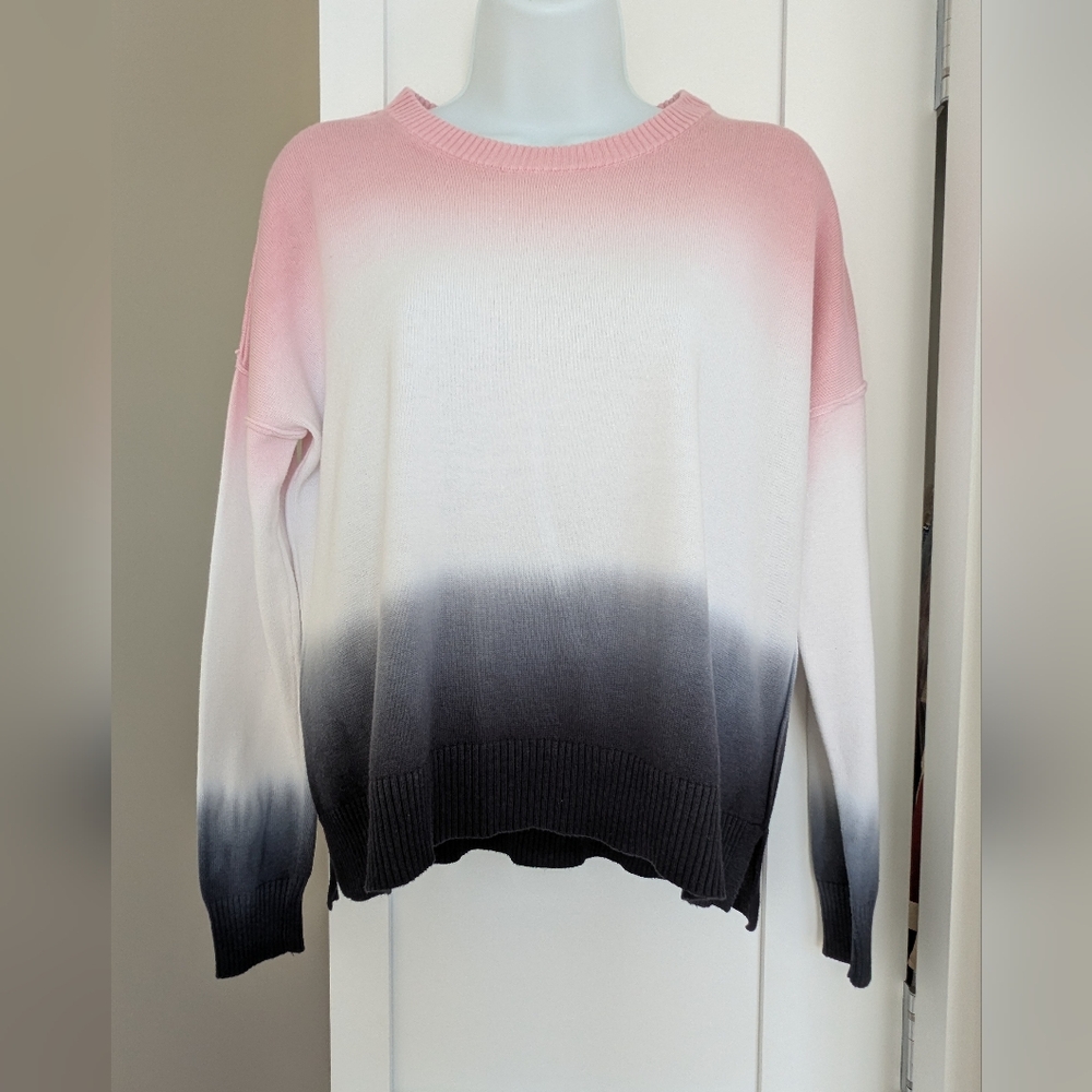 Magaschoni Pink, White and Navy Ombre Sweater